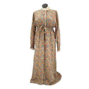 Vintage Housedress Robe Nap Dress Adjustable Waist Floral Prairie Cottagecore